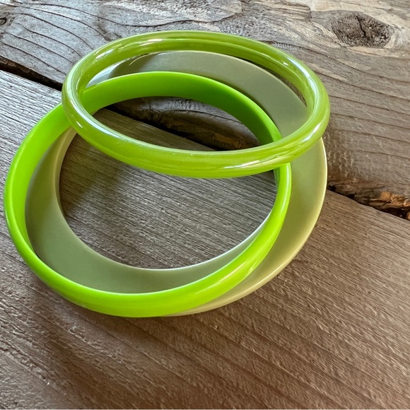 SET OF 3 Vintage Lime green Bangle Bracelets - Picture 7 of 11